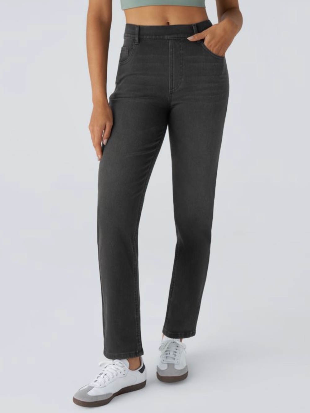 NWT Halara Flex™ High Waisted Pockets Straight Leg Washed Casual Jeans